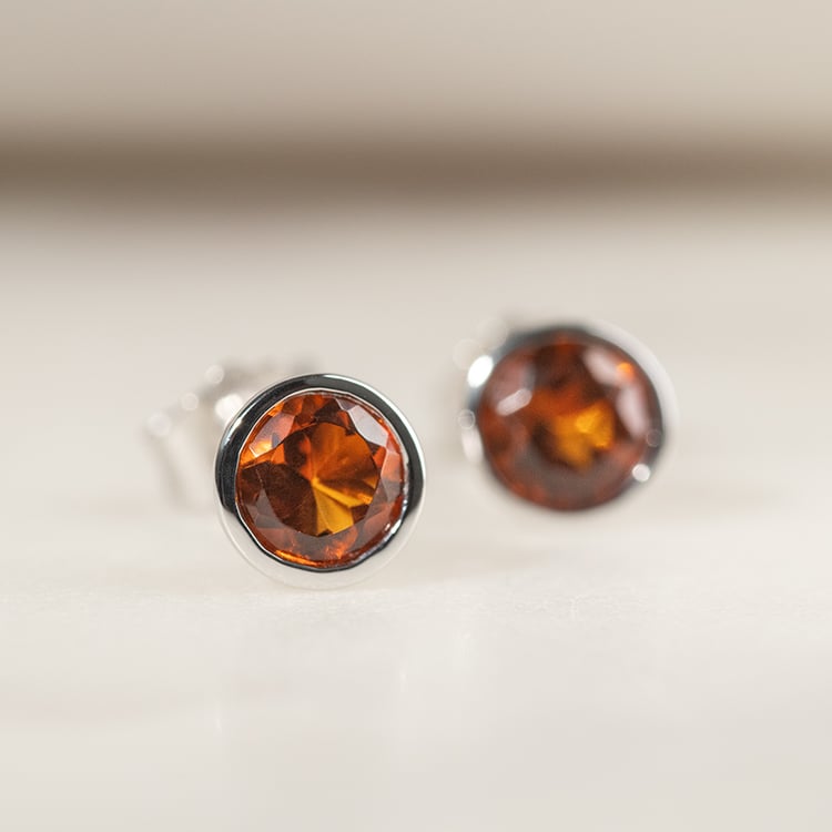 Silberne Ohrstecker mit Citrinen in Bezelfassung Wetty 135753