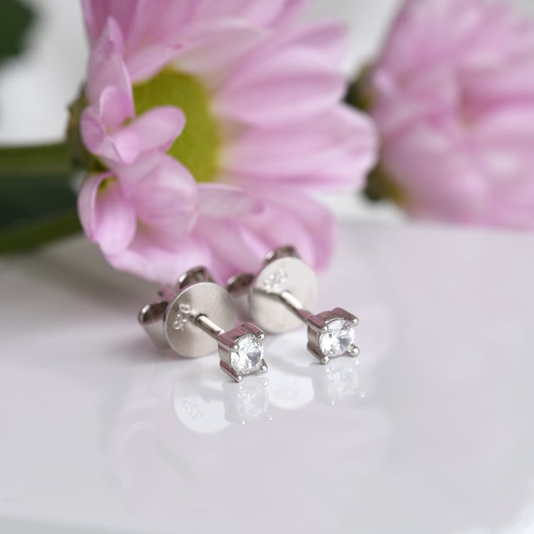 Silberne Ohrringe 2in1 mit grauen Perlen Cande 83552