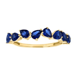 Goldener Half-Eternity-Ring mit natürlichen blauen Saphiren in Birnenform Naseem