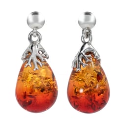 Silberne Hängeohrringe mit Bernstein Dana