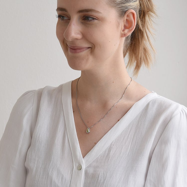 Halskette aus Silber mit Olivinen Elia 66769