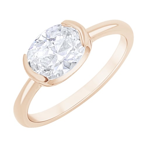 Verlobungsring mit ovalem Halblünette Diamanten Hortensia