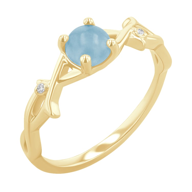 Ring mit einem Cabochon Aquamarin und Diamanten Makena 119690