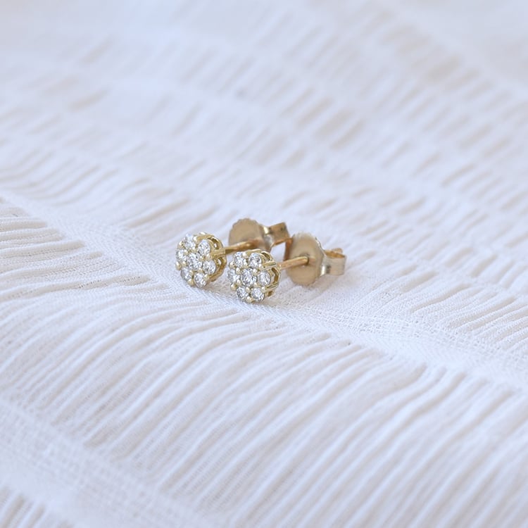 Silberne Ohrringe mit Lab Grown Diamanten Flowu 103994