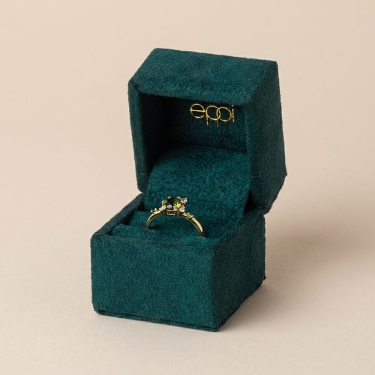 Cluster Scheidungsring mit Moldavit, Saphir und Diamanten John 165573