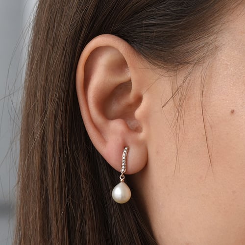 Perlenohrringe mit Diamanten Aashiny
