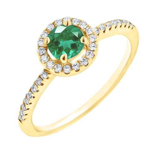 Halo Ring mit Smaragd und Lab Grown Diamanten Kerau