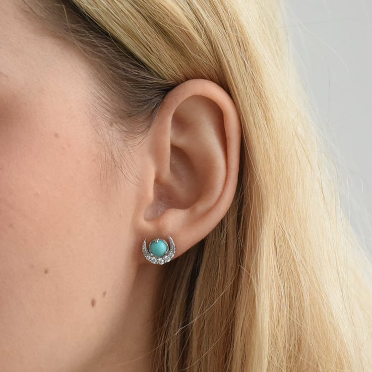 Ohrringe in Silber mit Türkis und Zirkonia Timber 72820