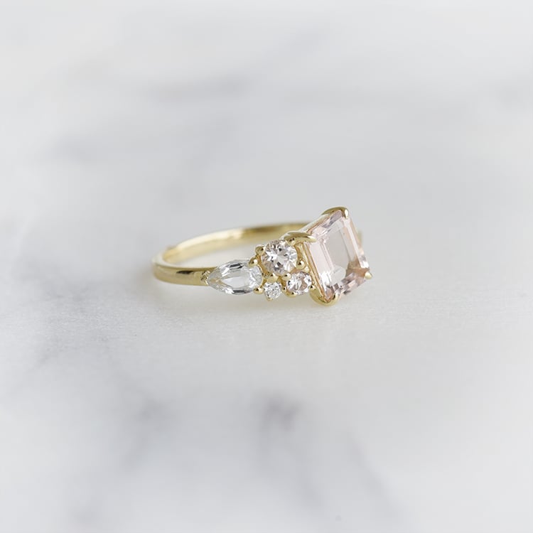 Cluster Ring mit Morganiten, Diamant und Saphir Ivonne 88526