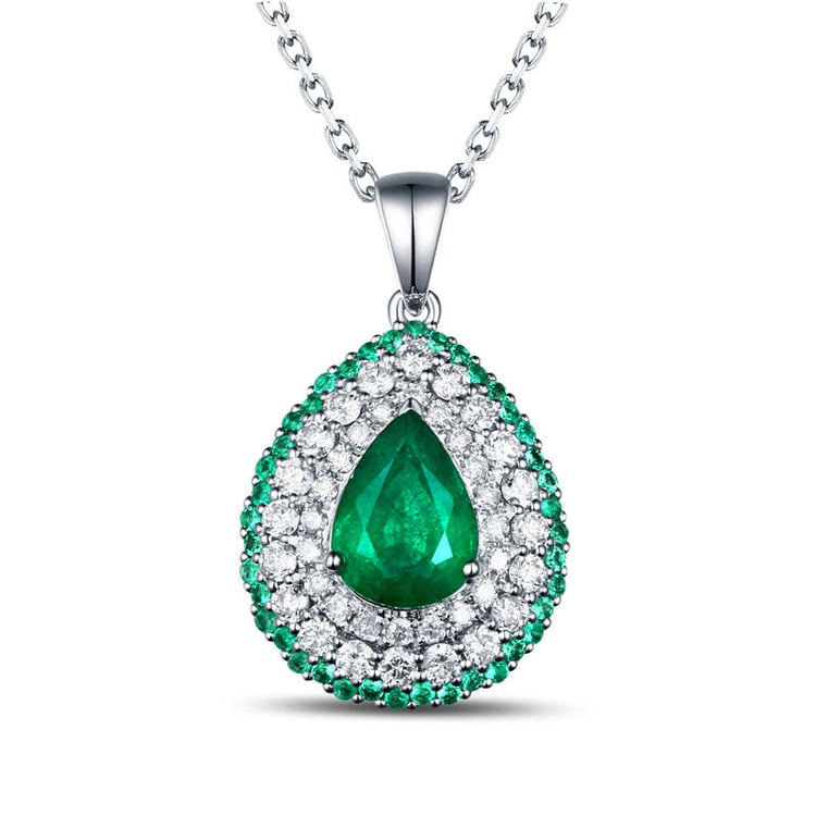 Goldene Halskette mit Smaragd