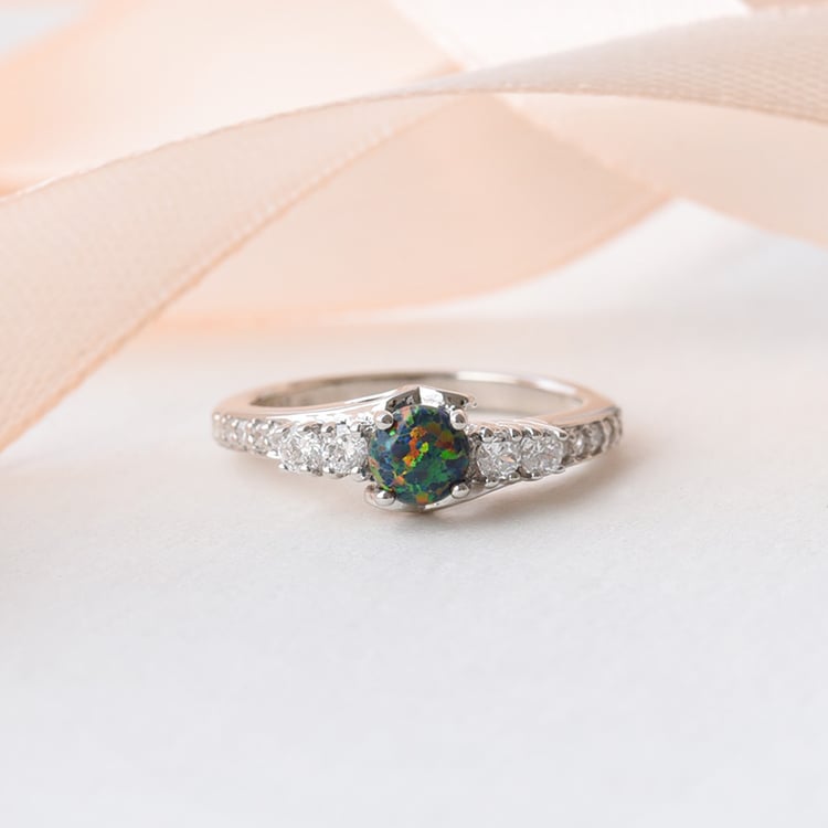 Ring aus Silber mit schwarzem Opal Tereza 92837