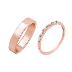 Goldring mit baguette Diamanten und Herrenring Vamala