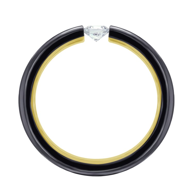 Goldring mit Rhodium und Diamant Tansie 63970