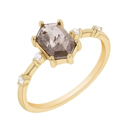 Ring mit Hexagon Salt and Pepper Diamant Justine