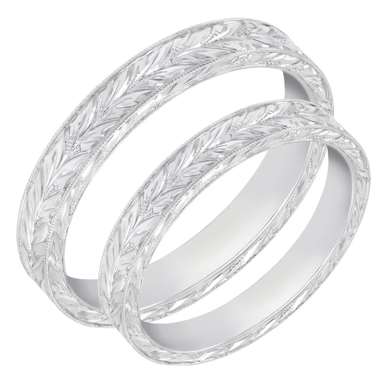 Romantische Vintage-Eheringe aus Gold mit Gravur Hannu