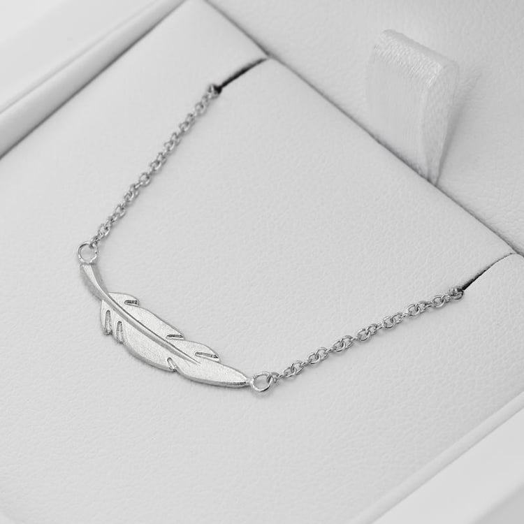 Silberne Feder Kette in Eppi-Geschenkbox 33579