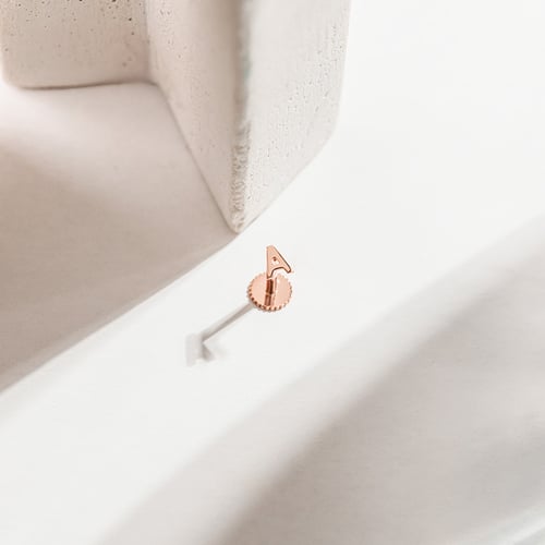 Goldene Ohrstecker mit Buchstaben Alphabet