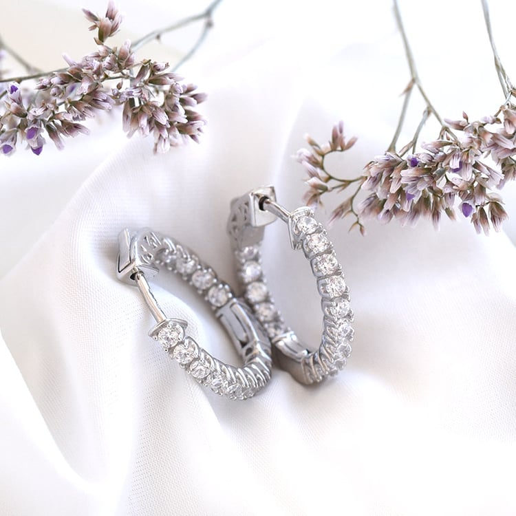 Silberne Ringohrringe mit Zirkonia Leary 80678