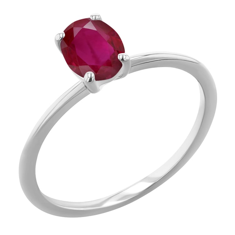 Eleganter Verlobungsring mit einem ovalen Rubin Frost