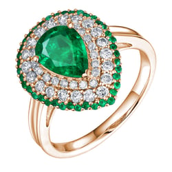 Goldring voller Smaragde und Diamanten Sazes