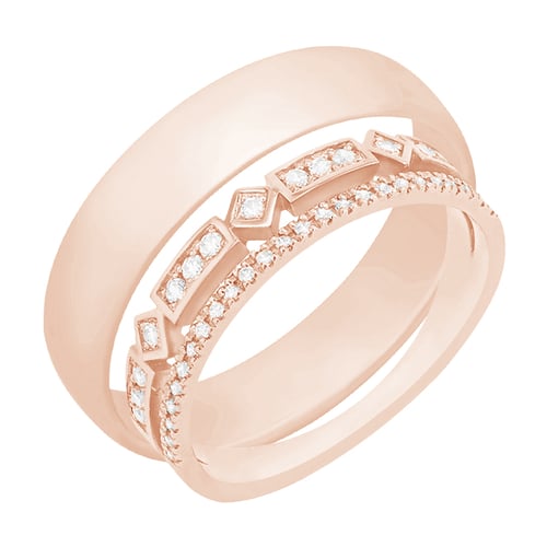Eheringe aus Eternity-Ring mit Lab Grown Diamanten und einem breiten flachen Ring Ward