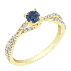 Himmlischer Verlobungsring aus Gold mit blauem Diamant Sky
