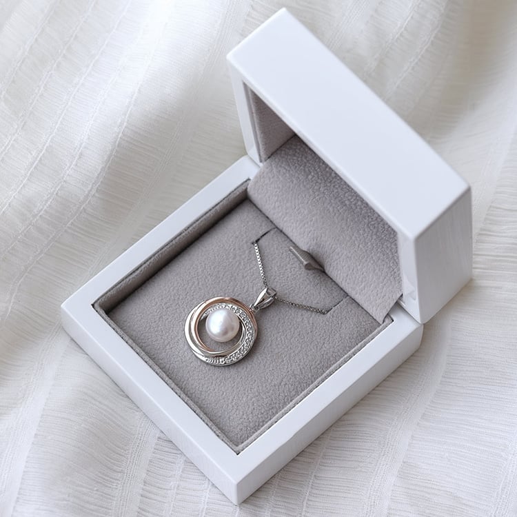 Halskette Bicolor mit Perle und Zirkonia in Eppi-Geschenkbox 69254