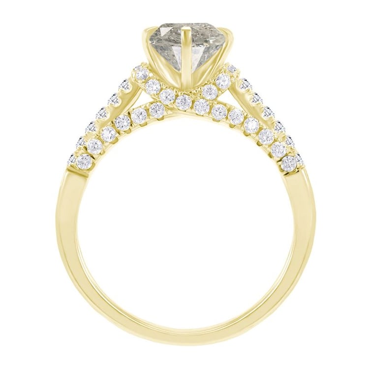 Verlobungsring im Halo-Stil mit einem Salt and Pepper Diamanten Heshmy 117799