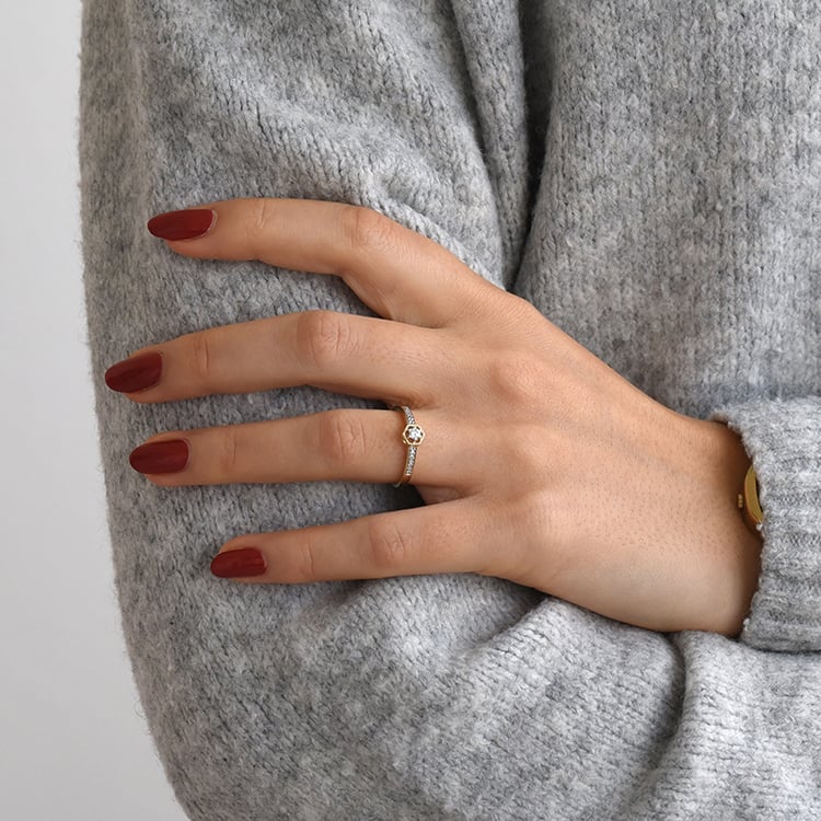 Silberner Ring mit seitlichen Lab Grown Diamanten Plautine 104633