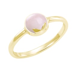 Goldener Ring mit Cabochon-Rosenquarz Yana