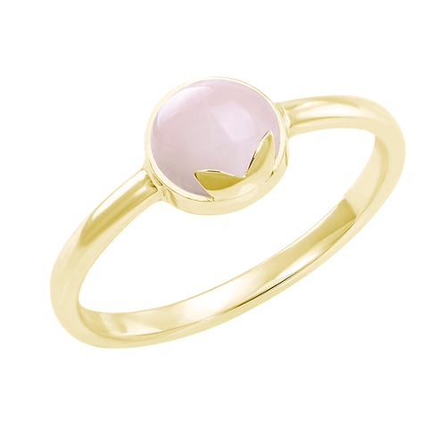 Goldener Ring mit Cabochon-Rosenquarz Yana