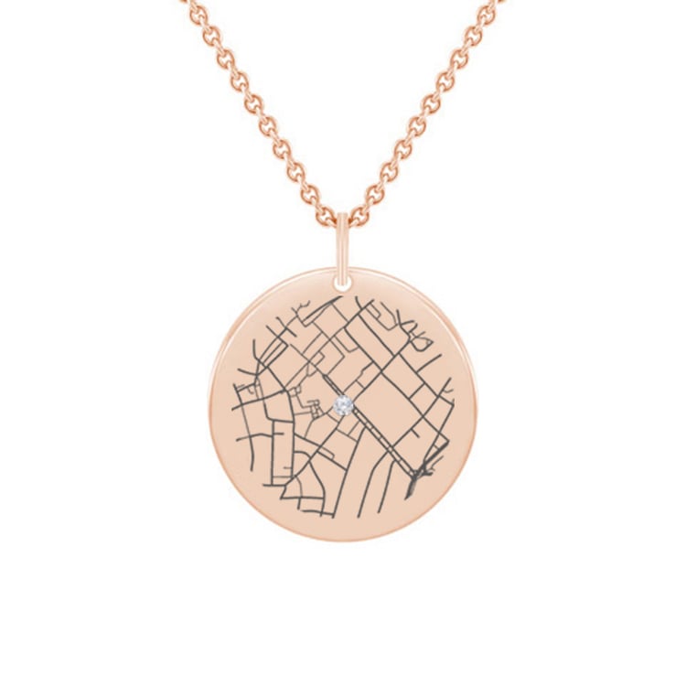 Goldener Anhänger mit Landkarte Ihrer Wahl Abhay 89270