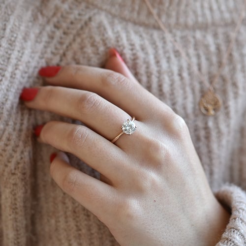 Solitär Verlobungsring mit Moissanit und Diamant Hleene