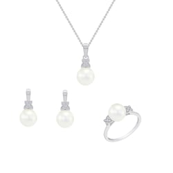 Schmuckset mit Perlen aus Gold Saffie