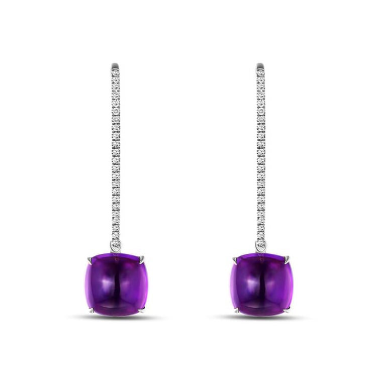 Hängende Ohrringe mit Amethysten und Diamanten Spike 87994