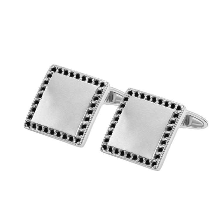 Silber Manschettenknöpfe mit schwarzen Diamanten Urban