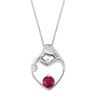 Anhänger in Herzform Mutter und Kind mit Rubin und Diamant Ella