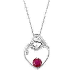 Anhänger in Herzform Mutter und Kind mit Rubin und Diamant Ella