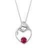 Anhänger in Herzform Mutter und Kind mit Rubin und Diamant Ella