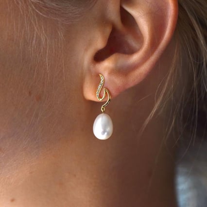 Ohrringe mit Perlen und Diamanten Gadin