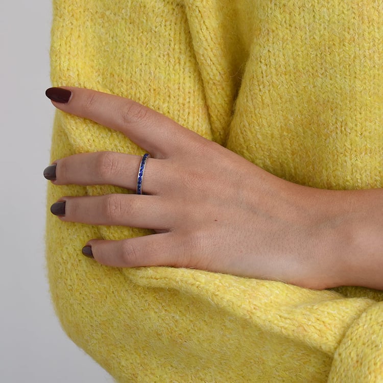 Silberner Memoire-Ring mit blauen Saphiren Urian 69884