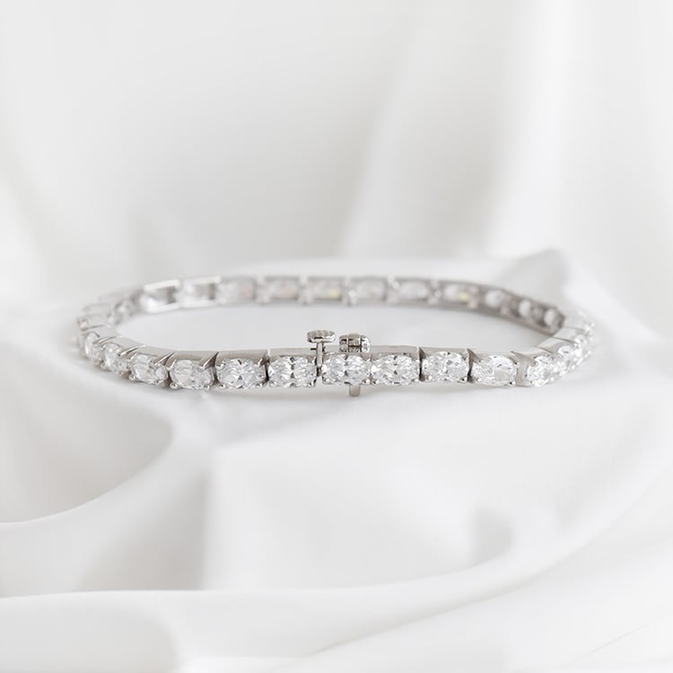 Silbernes Armband mit ovalen Zirkonia Rolf 90694