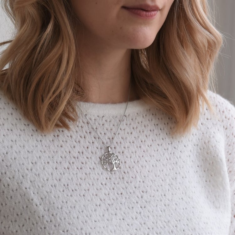 Silberner Baum des Lebens mit Lab Grown Diamanten Eudora 104231