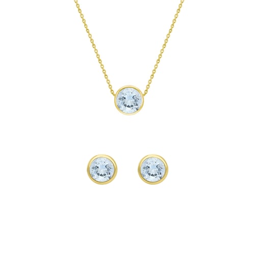 Goldenes Schmuckset mit Aquamarinen Omame