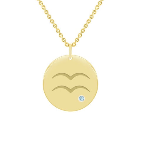 Silberner Anhänger mit Sternzeichen und Aquamarin Wassermann 103400