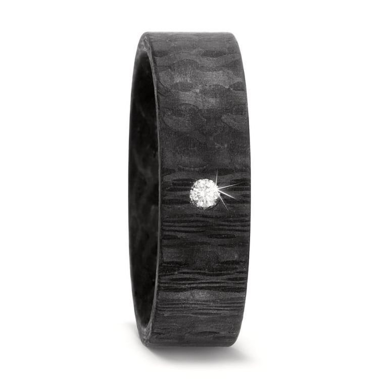 Flache Eheringe aus Carbon mit Diamant Jae 166486