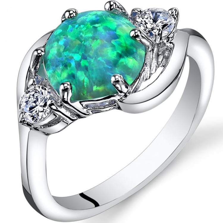 Silberring mit Opal und Zirkonia Jimena
