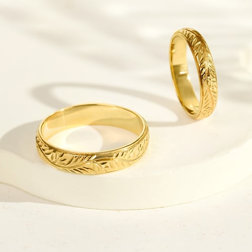 Eheringe aus Gold mit Zweig-Gravur Matu