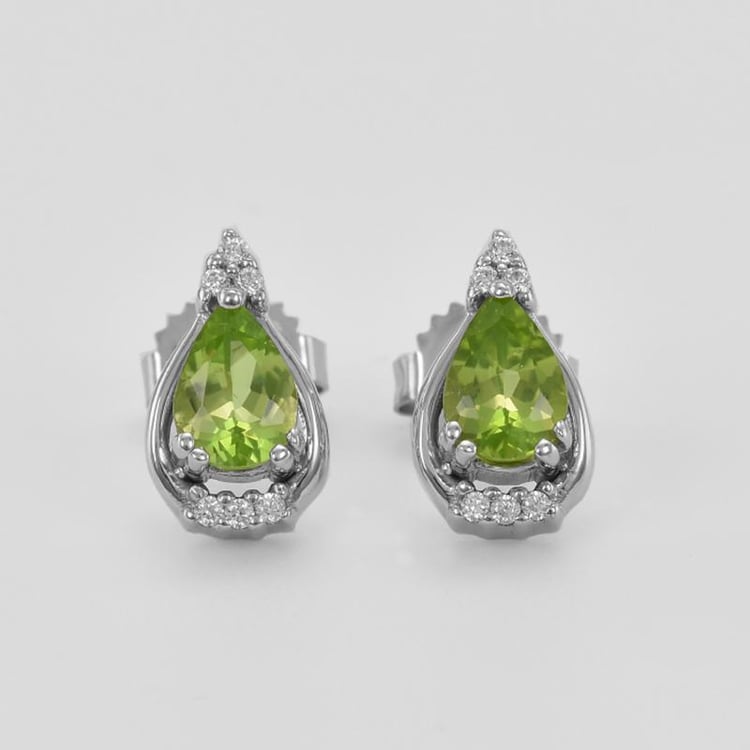 Silberne Ohrringe mit Olivinen Palle 42598