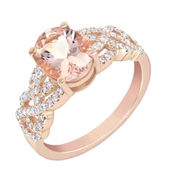 Goldring mit ovalem Morganit und Diamanten Lamah